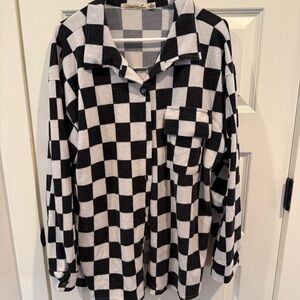 Liberty Love Black and White Checkered Sweater